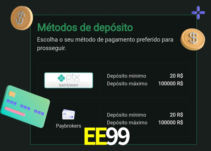 O cassino EE99 oferece uma grande variedade de métodos de pagamento
